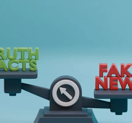 balance scale of truth facts vs fake news